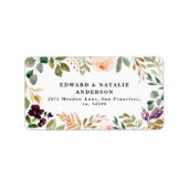 水彩植物性フローラと葉 ラベル (正面)