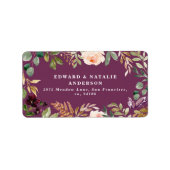 水彩植物性フローラと葉 ラベル (正面)