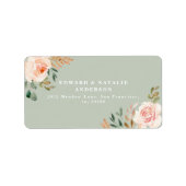 水彩植物性フローラと葉 ラベル (正面)