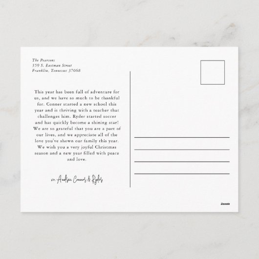 水彩植物性フローラアーチ写真クリスマス シーズンポストカード (裏面)