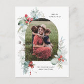 水彩植物性フローラアーチ写真クリスマス シーズンポストカード (正面)