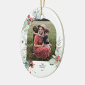 水彩植物性フローラアーチ写真クリスマス セラミックオーナメント (左)