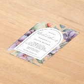 水彩植物性フローラスクリプトブライダルシャワー アクリル招待状 (レイダウン)