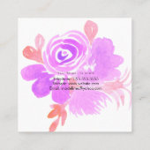 水彩植物性フローラパープルピンクサロン スクエア名刺 (裏面)
