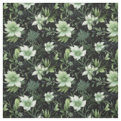 水彩植物性フローラブラックとグリーン ファブリック (見本)