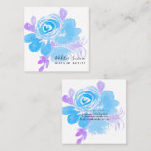 水彩植物性フローラブルーパープルサロン スクエア名刺 (正面/裏面)