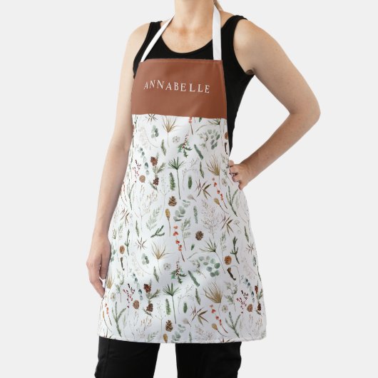水彩植物性フローラムーディティーテラコッタシック エプロン (インサイチュ)