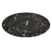 水彩植物性フローラムーディブラックモダン カッティングボード (角)