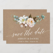 水彩植物性フローラ書道クラフト セーブザデート (正面/裏面)