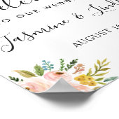 水彩植物性フローラ結婚のウェルカムサイン ポスター (角)