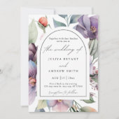 水彩植物性フローラ結婚スクリプト 招待状 (正面)