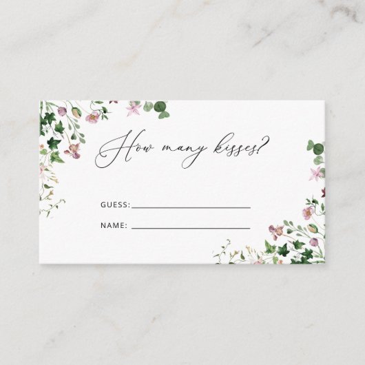 水彩植物性ブライダルシャワーゲーム囲い エンクロージャーカード (正面)