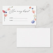 水彩植物性ブライダルシャワーゲーム囲い エンクロージャーカード (正面/裏面)