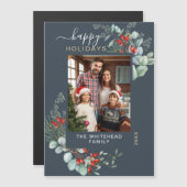 水彩植物性ブルーホリデーマグネットカード (正面/裏面)