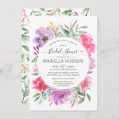 水彩植物性ブーケブライダルシャワー招待状 招待状 (正面/裏面)