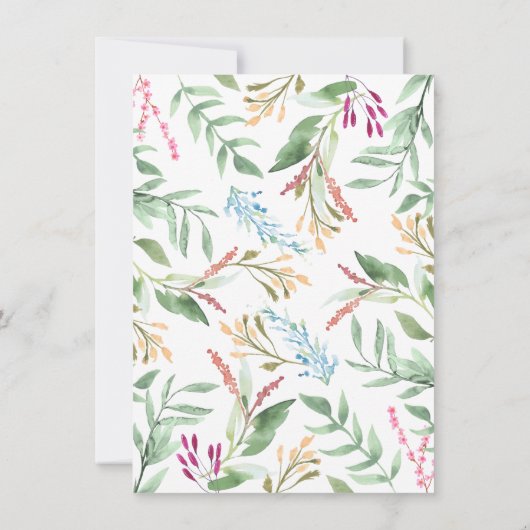 水彩植物性ブーケブライダルシャワー招待状 招待状 (裏面)