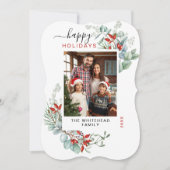 水彩植物性ホリー写真 シーズンカード (正面)