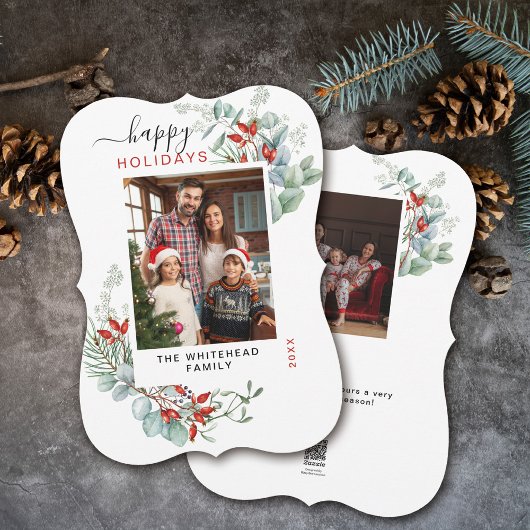 水彩植物性ホリー写真 シーズンカード