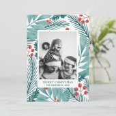 水彩植物性メリークリスマスファミリーフォト シーズンカード (スタンド正面)
