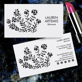 水彩植物性ユニークフローラモダンスキンケア 名刺