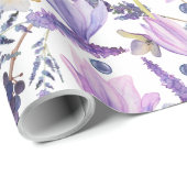 水彩植物性ラベンダーワイルドフラワーボホ ラッピングペーパー (ロールコーナー)