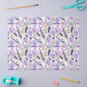 水彩植物性ラベンダーワイルドフラワーボホ 薄葉紙 (クラフト)