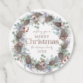 水彩植物性リースクリスマス フェイバータグ (正面)