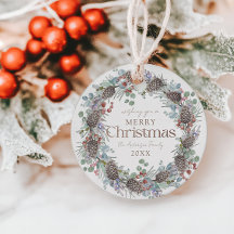 水彩植物性リースクリスマス