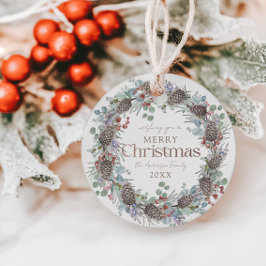 水彩植物性リースクリスマス フェイバータグ