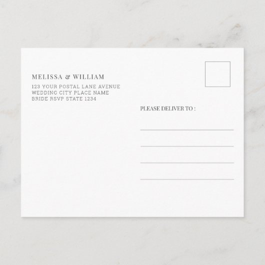 水彩植物性リースグリーンリーフ結婚ズ インビテーションポストカード (裏面)