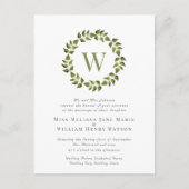 水彩植物性リースグリーンリーフ結婚ズ インビテーションポストカード (正面)