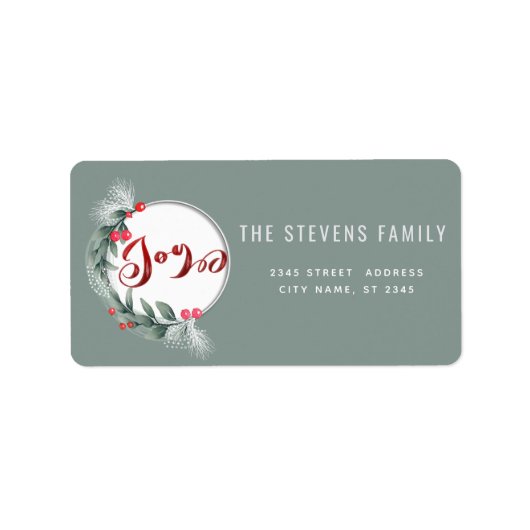 水彩植物性リーススクリプトjoy winter ラベル (正面)