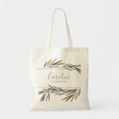 水彩植物性ローズマリーパーソナライズされたハーブ トートバッグ (正面)