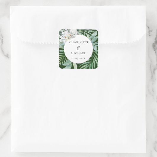 水彩植物性春の結婚式 スクエアシール (バッグ)