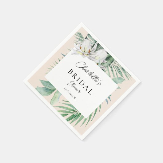 水彩植物性春ブライダルシャワー スタンダードカクテルナプキン (角)