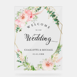 水彩植物性春幾何結婚体 アクリルサイン