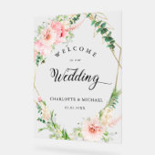 水彩植物性春幾何結婚体 アクリルサイン (傾斜)