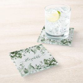 水彩植物性植物アイビシダセージ ガラスコースター