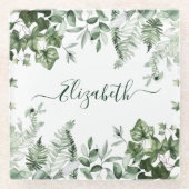 水彩植物性植物アイビシダセージ ガラスコースター (正面)