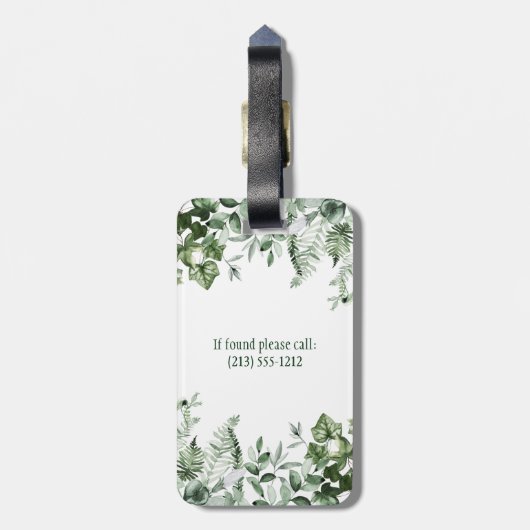 水彩植物性植物アイビーセージシダ ラゲッジタグ (裏面縦)