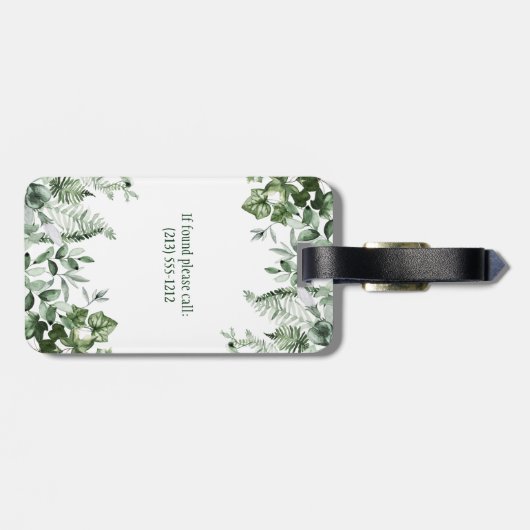 水彩植物性植物アイビーセージシダ ラゲッジタグ (裏面横)