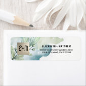 水彩植物性結婚差出人住所ラベル ラベル (インサイチュ)