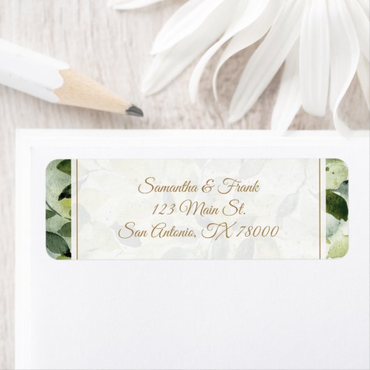 水彩植物性結婚差出人住所 ラベル (インサイチュ)