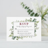 水彩植物性緑結婚草の温室 出欠カード (スタンド正面)