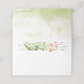 水彩植物性緑葉色ピンク花 | プレイスカード (外部開封)