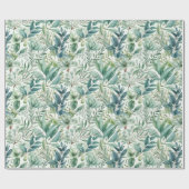 水彩植物性緑葉草 ラッピングペーパー (フラット)
