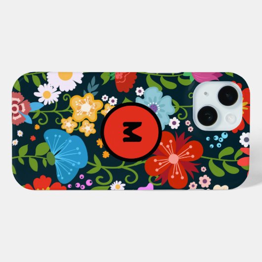 水彩植物性花模様 Case-Mate iPhoneケース (裏面 (横))