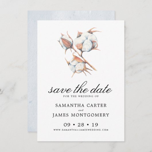 水彩植物性葉植物の結婚式の日付を保存 セーブザデート (正面/裏面)