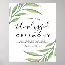 水彩植物性葉植物の結婚標識 ポスター