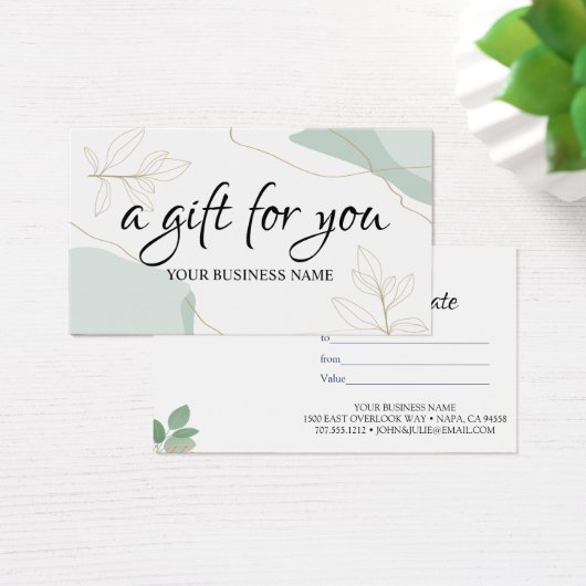 水彩植物性葉物ギフト券 (デスク)